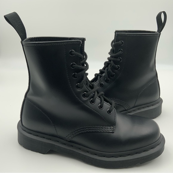 Dr, Marten’s USM/6 1460 Mono Smooth 8-Eyelet Black Leather Combat Boots. - Picture 2 of 10